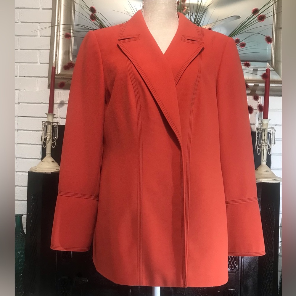 Liz Claiborne Rust Terracotta Open Front Tailored Blazer Jacket 14W
